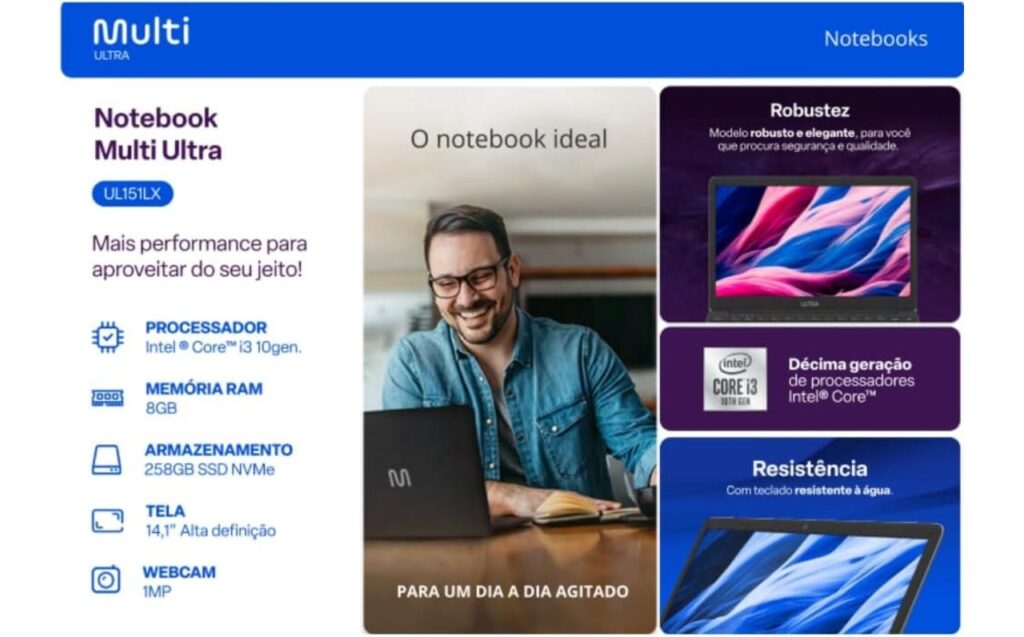 Notebook Multi Ultra Intel Core i3 8GB É BOM e PRESTA