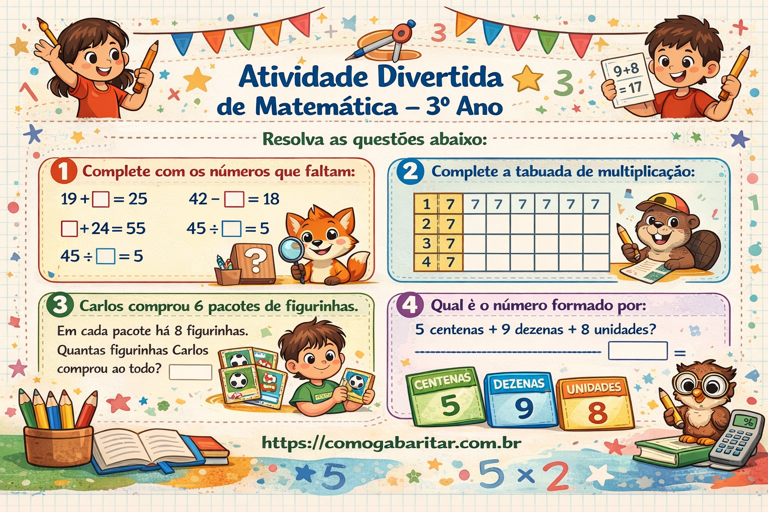 Divertidas Atividades de Matemática 3 Ano | Como Gabaritar