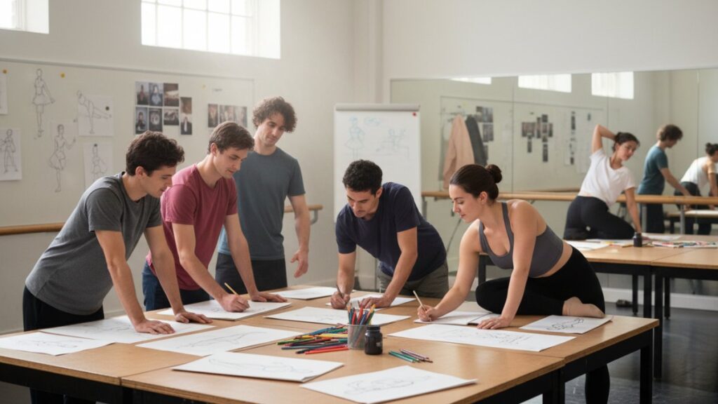 Estudantes universitários ilustrando quanto tempo dura a faculdade de dança